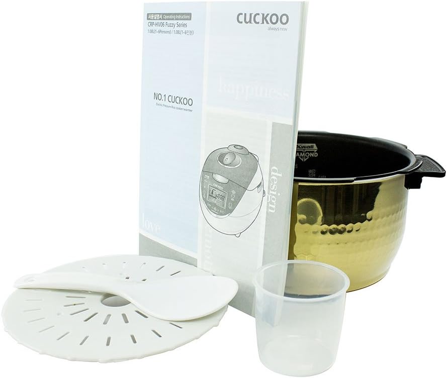 CUCKOO CRP-HV0667F | 6-Cup Induction Heating Pressure Rice Cooker with 12 Menu Options, Auto-Clean, LED Display