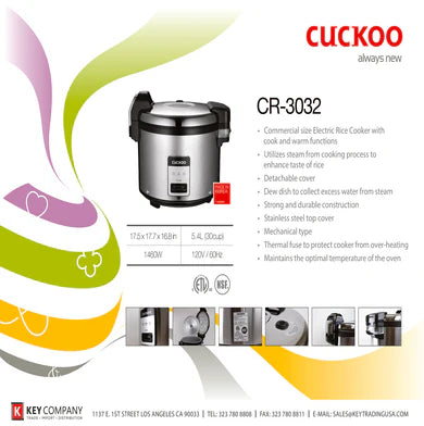 CUCKOO CR-3032 | Commercial Electric Warmer Rice Cooker 30 Cups