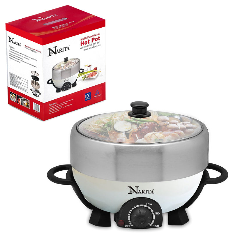 Narita NEC-402W | 4L ELEC. MULTI HOT POT and Grill