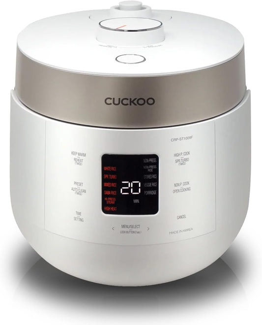 CUCKOO CRP-ST0609FW | 6-Cup Twin Pressure Rice Cooker & Warmer with Nonstick Inner Pot, 16 Menu Options, 3 Voice Guide, Auto Clean