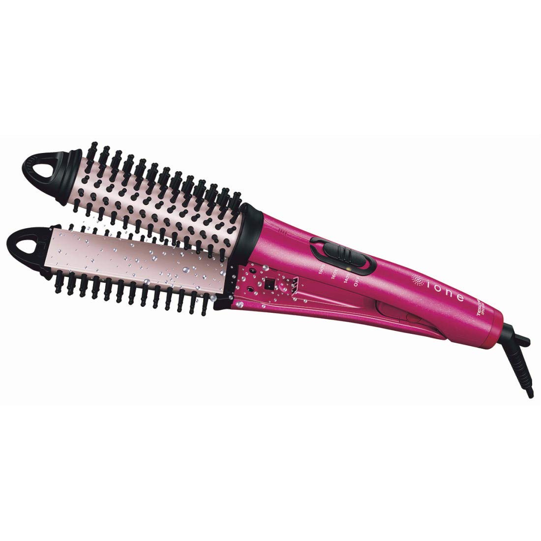 Tescom IPH1832-P | Negative Ion 2WAY Brush Hair Iron (32mm) (Sparkle Pink)【Japan Domestic Genuine Products】