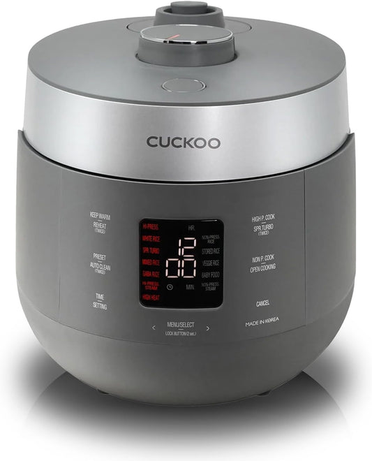 CUCKOO CRP-ST1009FG | 10-Cup Twin Pressure Rice Cooker & Warmer with Nonstick Inner Pot, 16 Menu Modes, 3 Voice Guide, Auto Clean