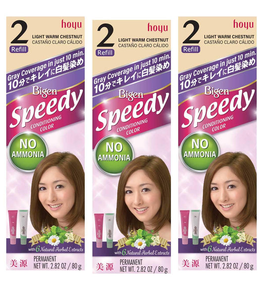 BIGEN BU02P03514 | Speedy Conditioning Color Refill: 2 Light Warm Chestnut - 3 Pack