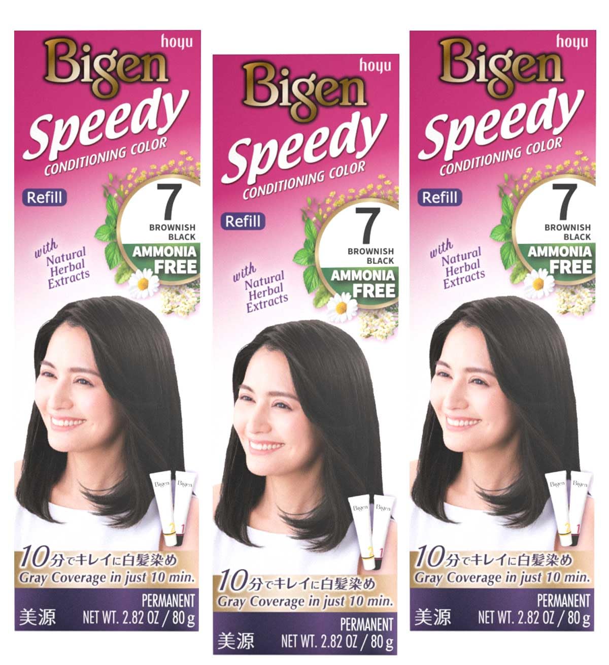 BIGEN UE-9Q4F-RR4E | Speedy Conditioning Color Refill: 7 Brownish Black - 3 Pack