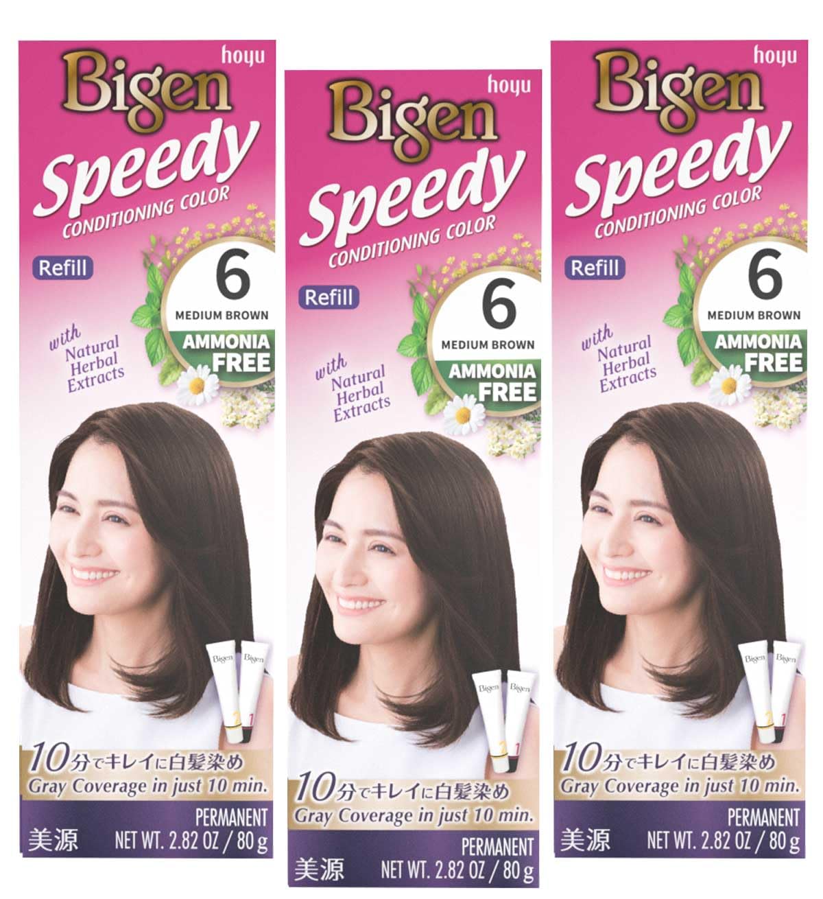 BIGEN FJFIEJFOK1032 | Speedy Conditioning Color Refill: 6 Medium Brown - 3 Pack