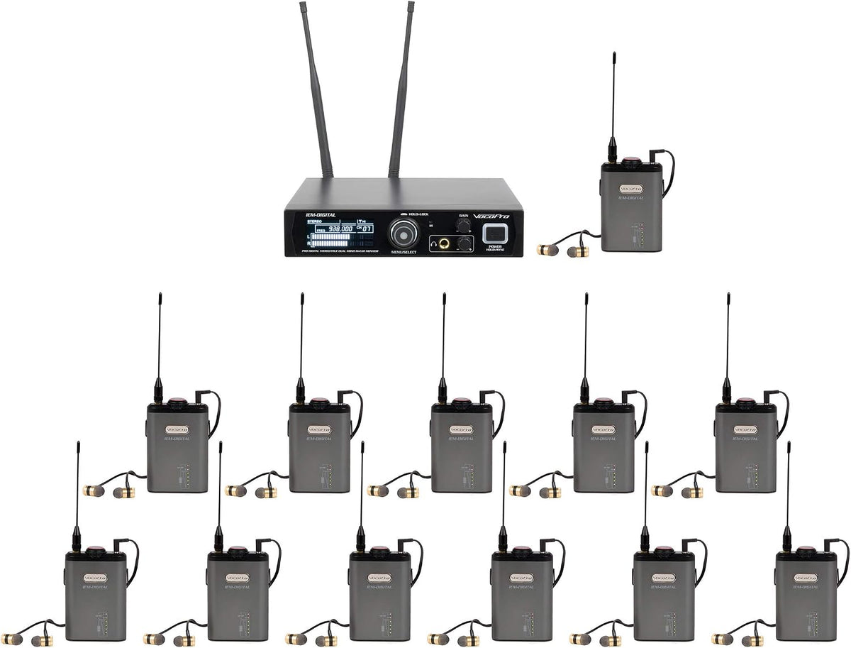 VocoPro IEM-DIGITAL-12 | Professional Digital Stereo/True Dual Mono In-Ear Monitor, Black