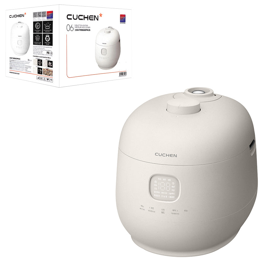 CUCHEN CRH-TWS0610PWUS | 6-Cup Premium IH Pressure Rice Cooker with 304Ti Stainless Steel Inner Pot, Dual High/Non-Pressure Modes, Voice Guide & Auto Steam Clean, White