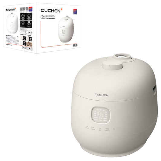 CUCHEN CRH-TWS0610PWUS | 6-Cup Premium IH Pressure Rice Cooker with 304Ti Stainless Steel Inner Pot, Dual High/Non-Pressure Modes, Voice Guide & Auto Steam Clean, White