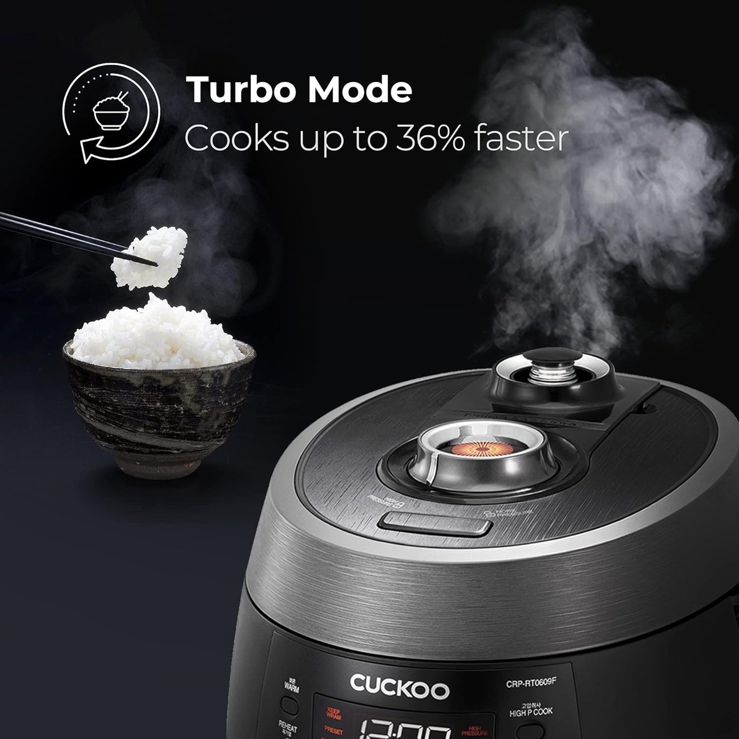 CUCKOO CRP-RT0609FB | 6-Cup Twin Pressure Rice Cooker & Warmer with Nonstick Inner Pot, 14 Menu Options, Safe Steam Release, 3 Voice Guide, Auto Clean