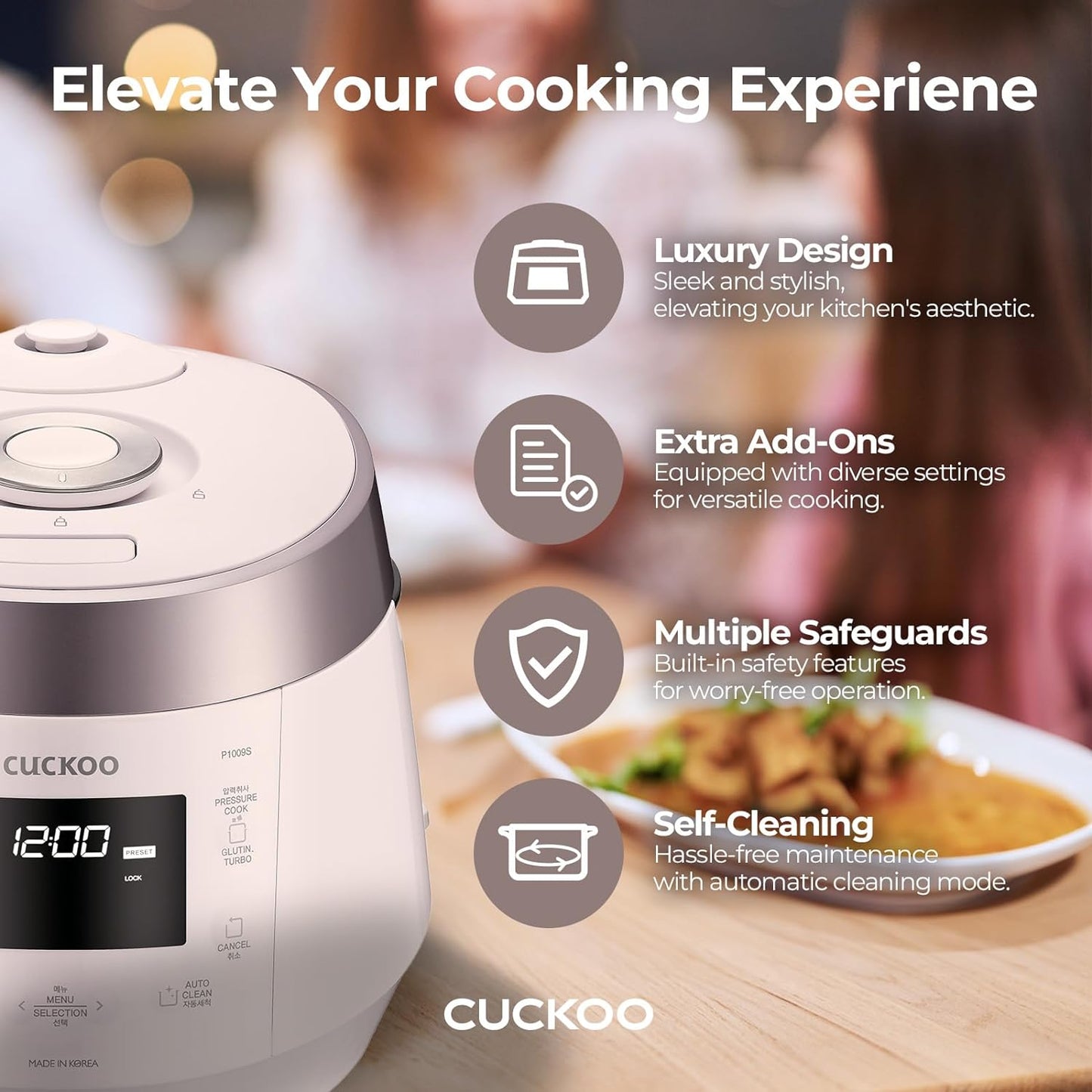 CUCKOO CRP-P1009SW | 10-Cup Electric Heating Pressure Cooker & Warmer – 12 Built-in Programs, Glutinous (White), Mixed, Brown, GABA Rice