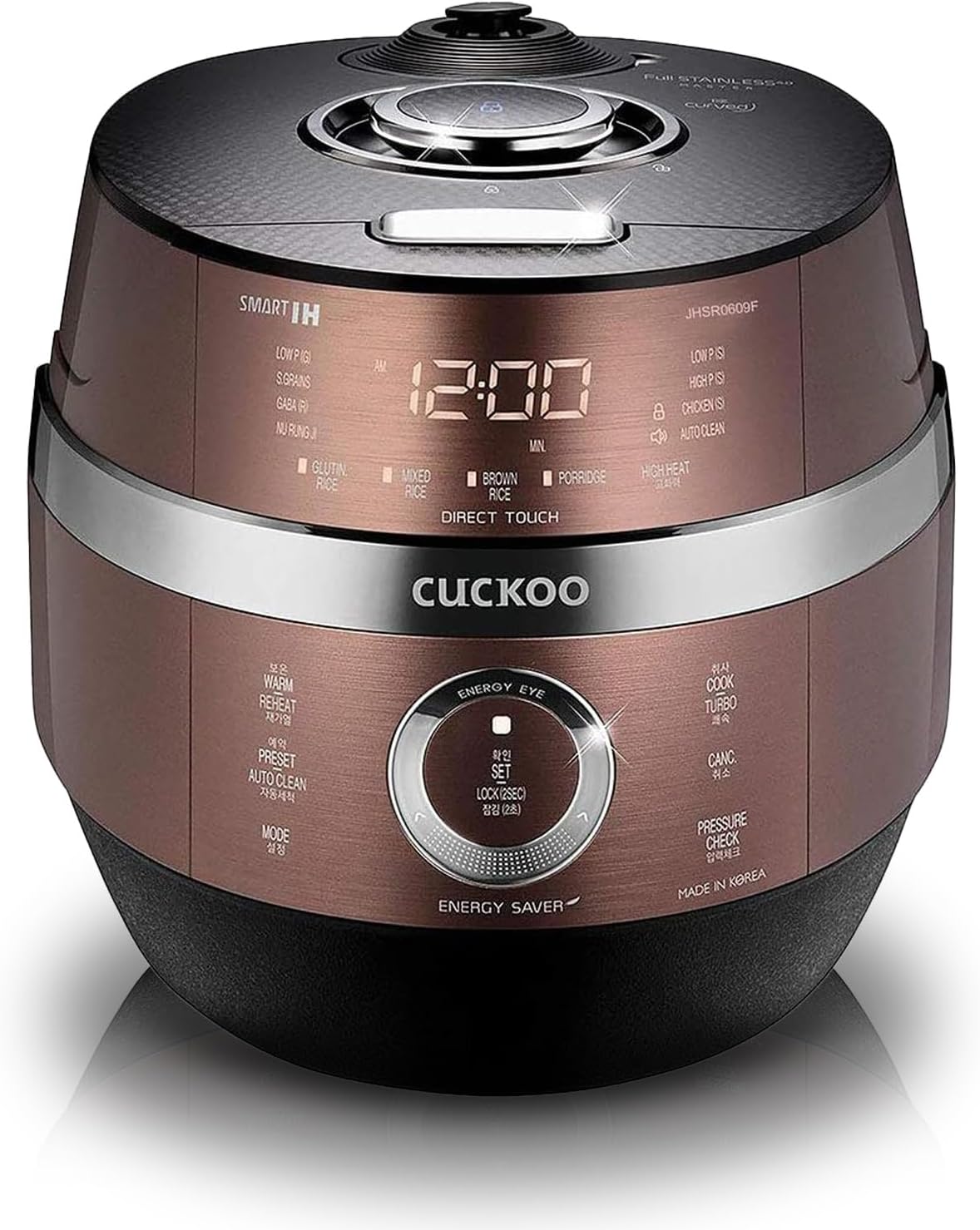 CUCKOO CRP-JHR1009F | 10-Cup  Induction Heating Pressure Rice Cooker with Nonstick Inner Pot, 16 Menu Options, Fuzzy Logic Tech, 3 Voice Guide, Auto Clean