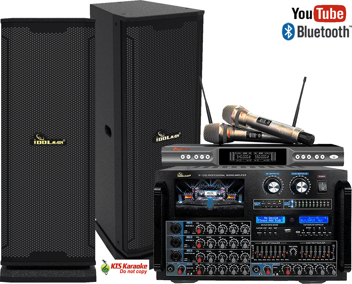 IDOLmain ASM22 | Top Performance 8000W Mixing Amplifier, 6000W Floor Standing Speakers With Dual Wireless Microphone With No Feedback Karaoke System