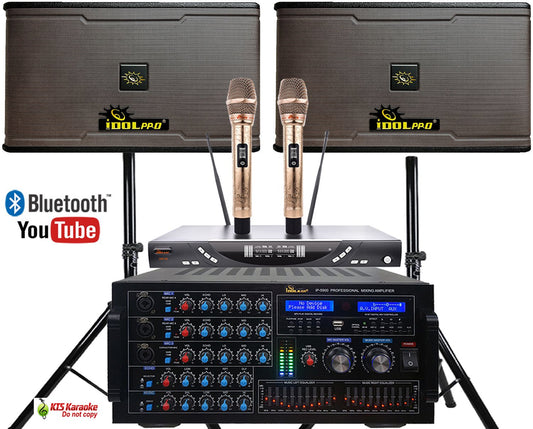 IDOLpro ASM25 | 6000W Perfect Home Karaoke System With Dual Luxury Wireless Microphones, 1200W Speakers