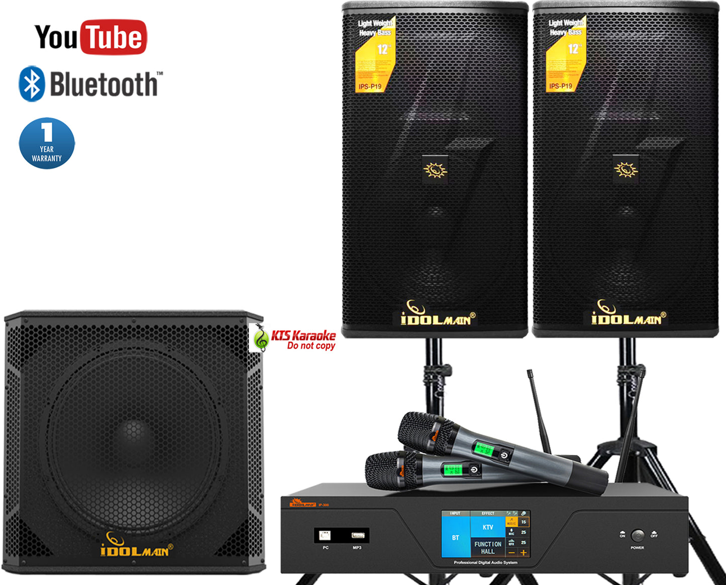 IDOLmain ASM27 | 7000W Super Bass Home Karaoke System With Full Set of Mixing Amplifier, 4000W Loudspeakers,1500W Subwoofer and Wireless Microphones