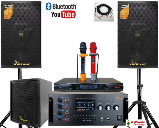 IDOLmain ASM38 | Newest Complete Home Karaoke System with 5000W Digital Mixing Amplifier, Dual 12" 4000W Loudspeakers, Dual High Tech Wireless Microphones and 1000W Super Bass Subwoofer