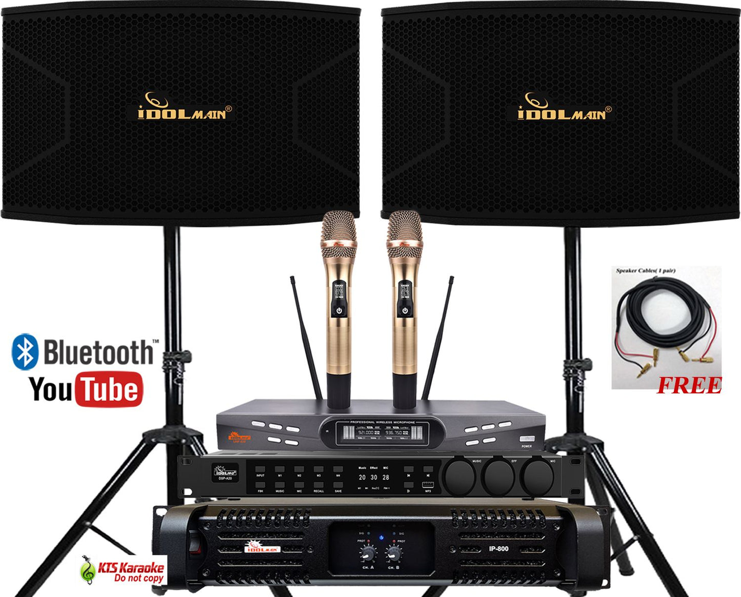 IDOLpro ASM4 | 2400W Superior Karaoke System With Dual 1500W Speakers, Dual Wireless Microphone, Power Amplifier And Digital Mixer